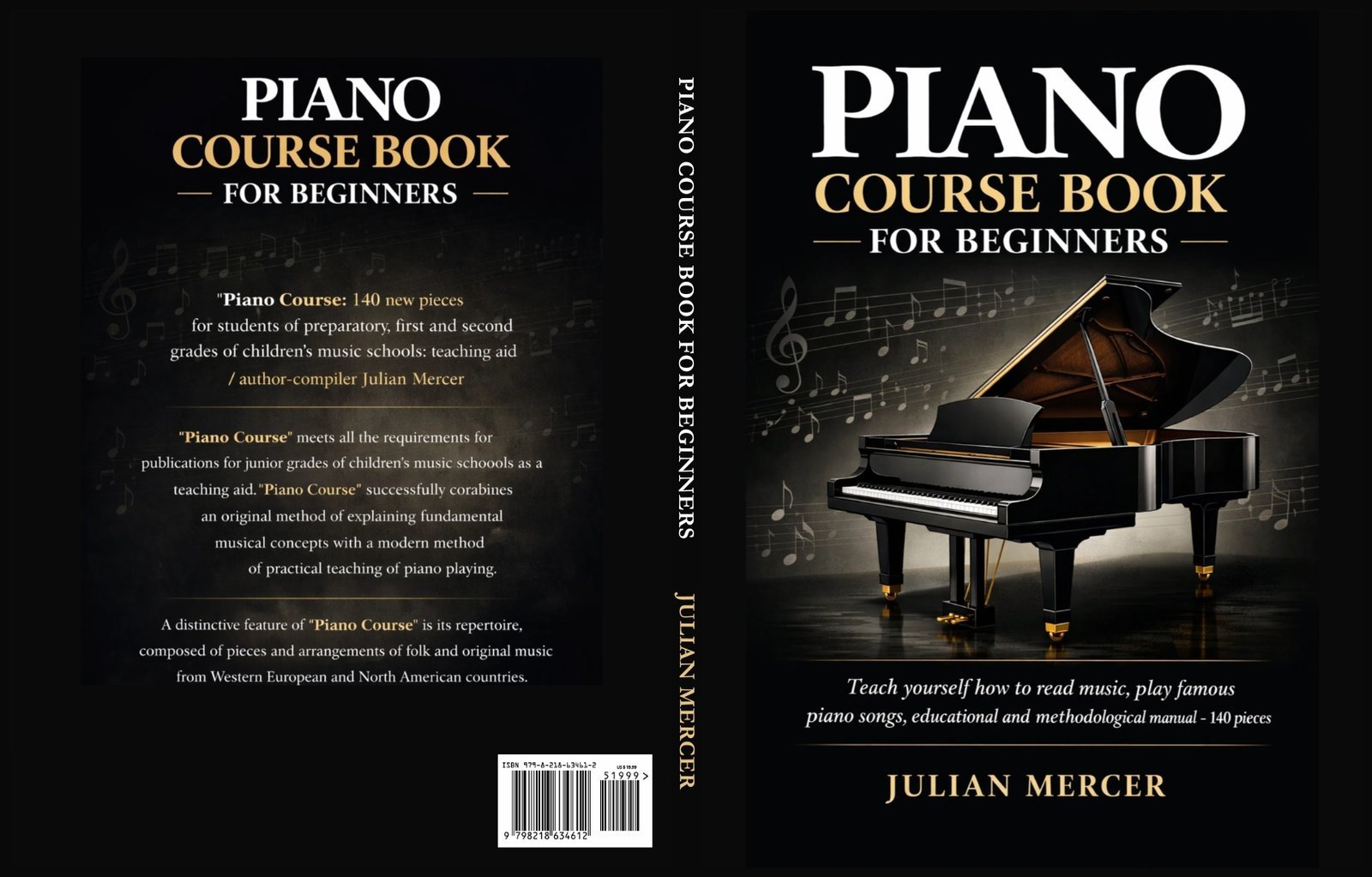 Piano Course Book for Beginners, full paperback wrap