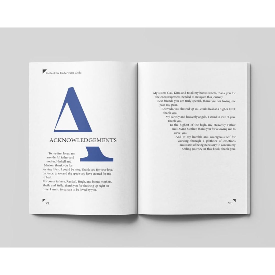 Acknowledgements, book interior formatting