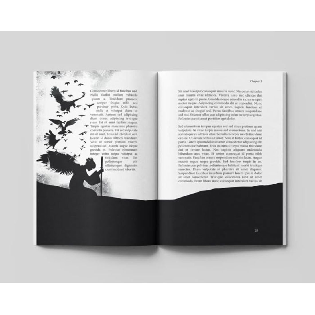 Illustrated spread, book interior formatting