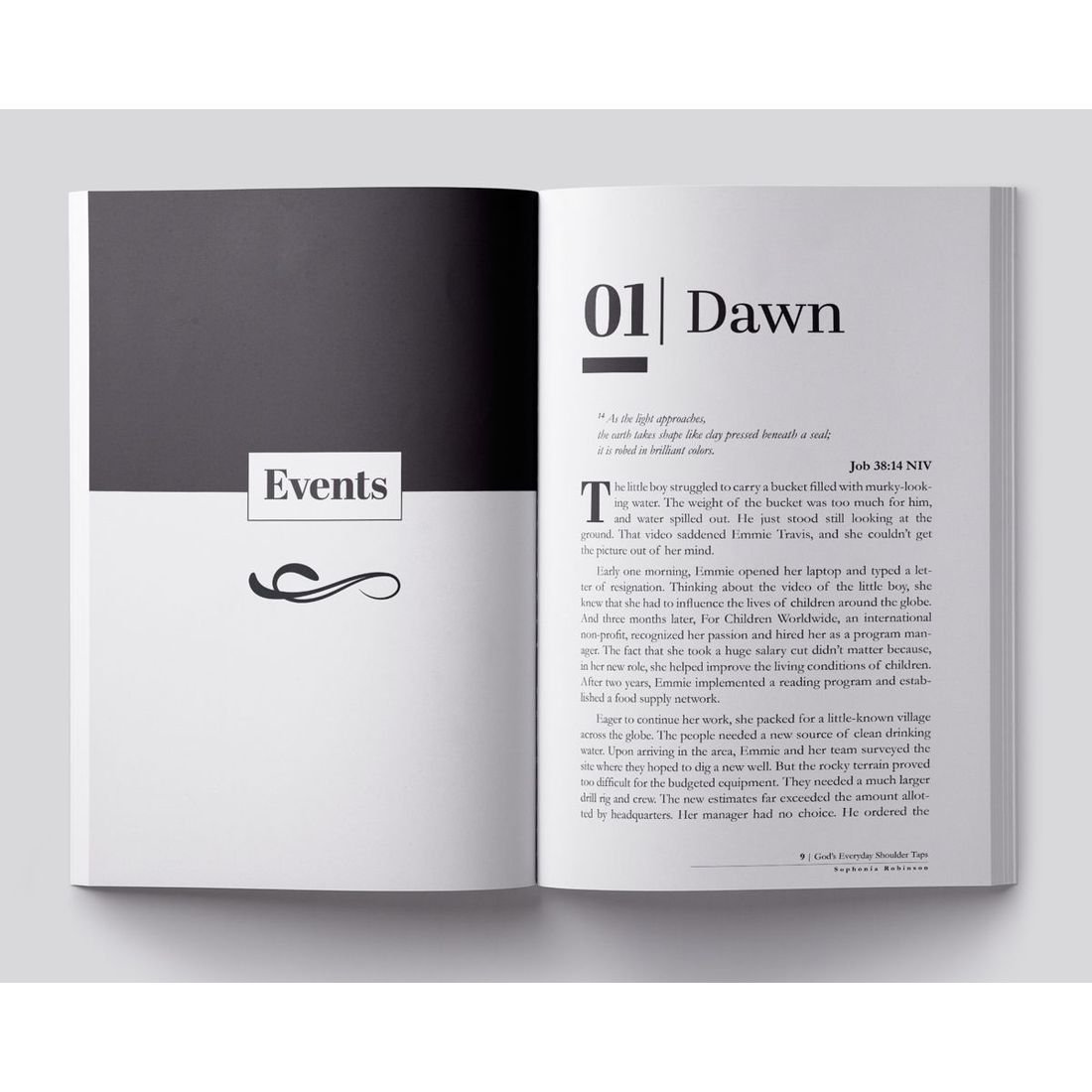 Scripture chapter opener, book interior formatting