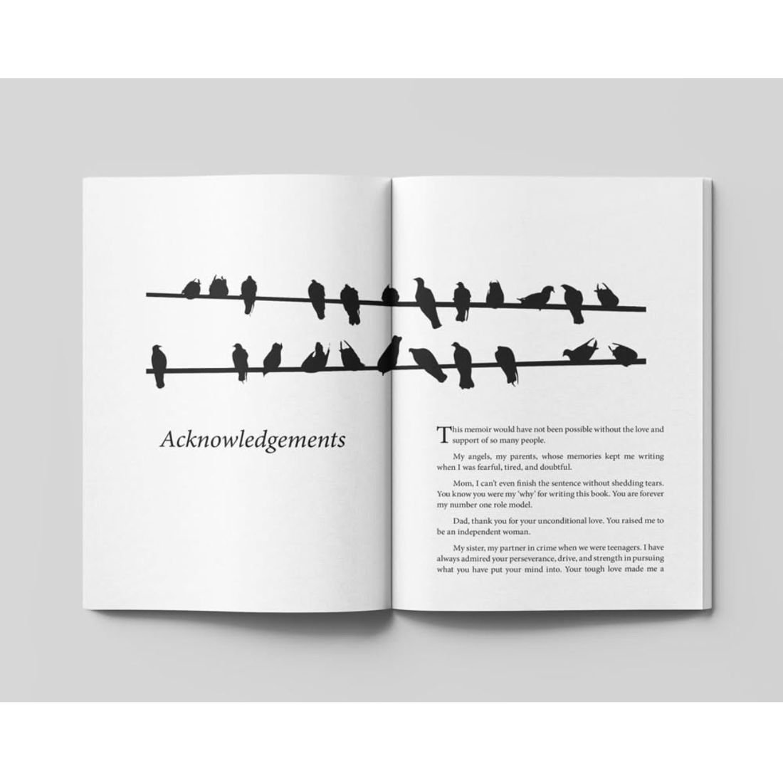 Acknowledgements, book interior formatting